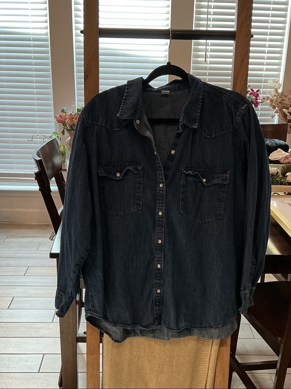 Old Navy Dark Blue Denim Button-Down Shirt